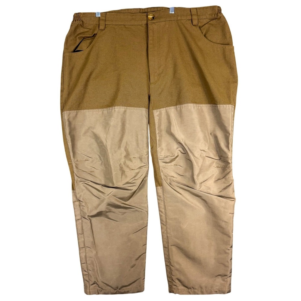 Orvis Pants Mens 44x30 Brown Canvas Lined Elastic Waist‎ Cargo Outdoor Workwear